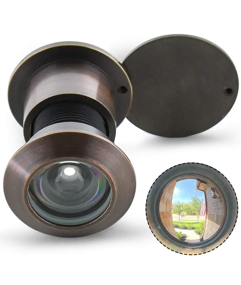 Earl Diamond - Solid Brass Door Viewer Peephole, 220-Degree Security Peephole with Heavy Duty Rotating Privacy Cover for 1-21/32" to 2-1/8" Doors for Home Office Hotel - Oil Rubbed Bronze Finish - Image 1